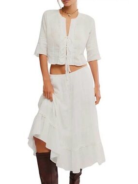 Free People Two Piece Midi skirt set White